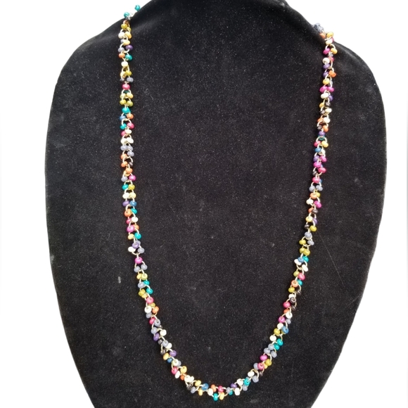 SO BRAND NWT MULTICOLORED WOOD BEAD CHAIN NECKLACE - Picture 5 of 6